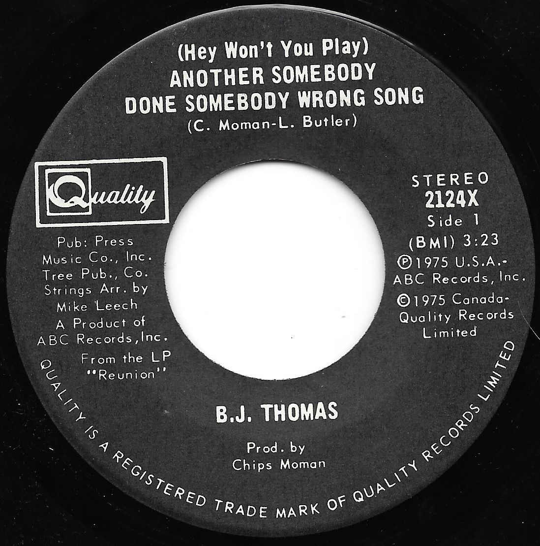 Acheter disque vinyle B.J. Thomas Another Somebody Done Somebody Wrong Song  / City Boys a vendre
